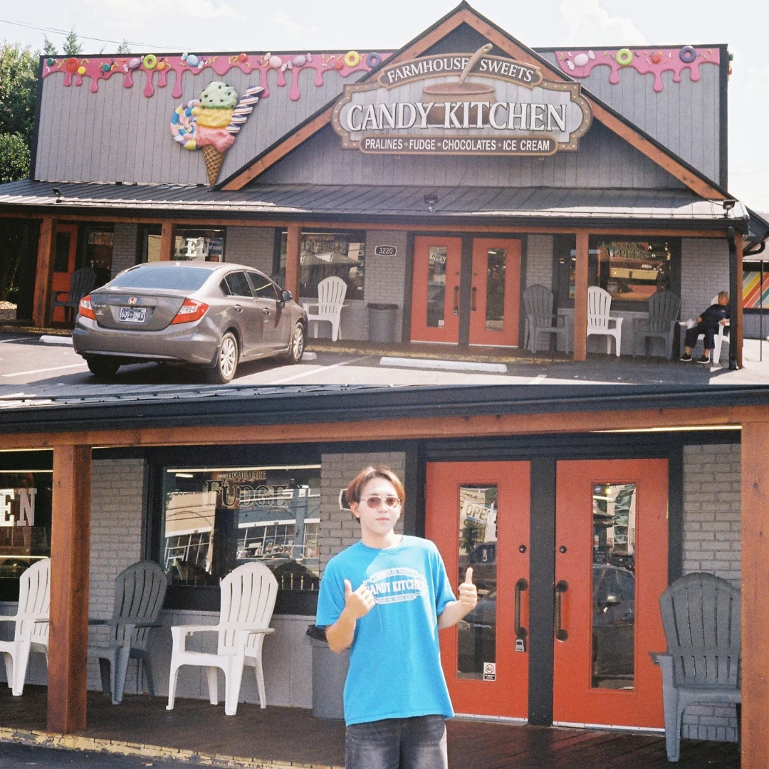 Garfield's second and third jobs in local sweets and souvenir shops in Pigeon Forge